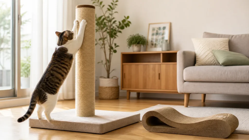 猫の爪とぎは素材より先に向きを見る 縦・横・斜めと置き場所の合わせ方