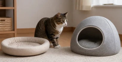 猫ベッドはふわふわだけで選ばない 開放型・ドーム型を寝姿と置き場所で決める