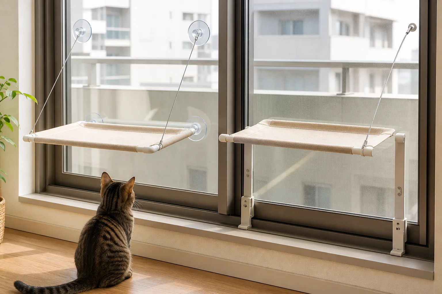 猫の窓用ベッドの購入ガイド ガラス・枠・落下距離を確認