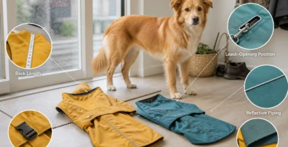 犬用レインコートを買う前に 胸回りとリード穴を動作で確認