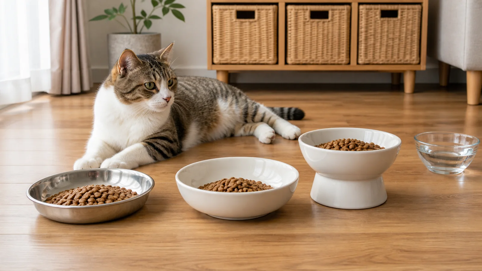 猫が器を押しながら食べるときに見ること　フードボウルの内寸・重さ・置き場所