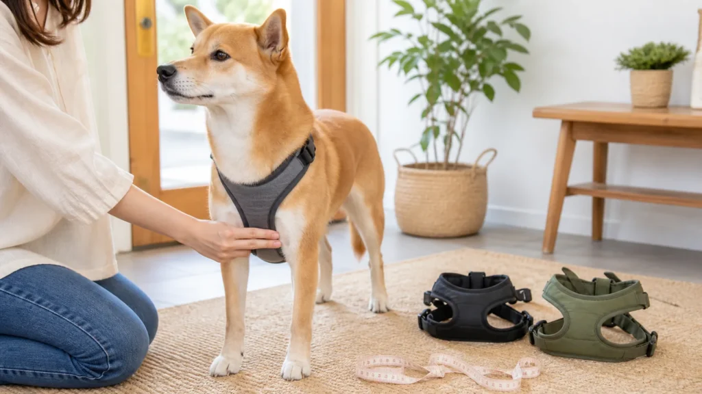 犬用ハーネス購入時の確認点 肩の動き・前脚との距離・抜けにくさを見る