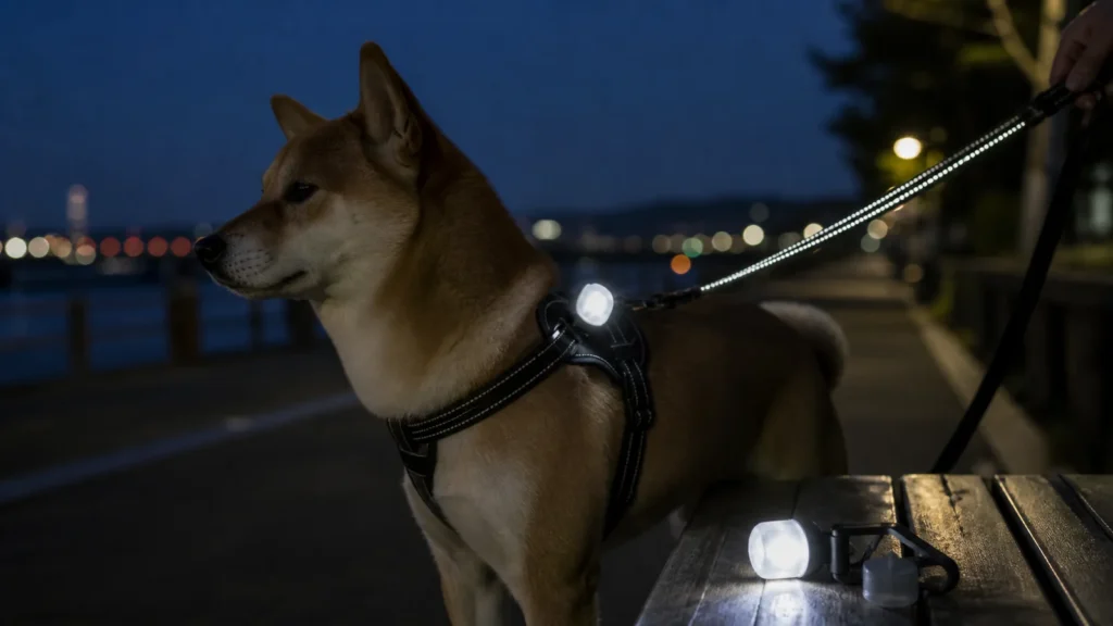 犬の夜間散歩ライトを使う場面から考える 取付位置・点灯時間・防水を見る