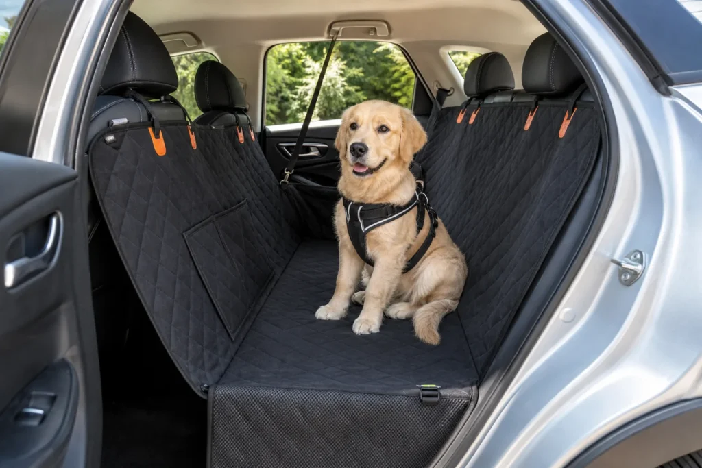 犬用カーシートカバーは安全装備をふさがないか確認　座席幅・固定・ベルト穴で選ぶ