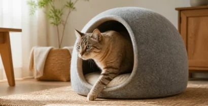 フェルト猫ハウスを選ぶ順番　入口・体格・成形・手洗い方法を見る