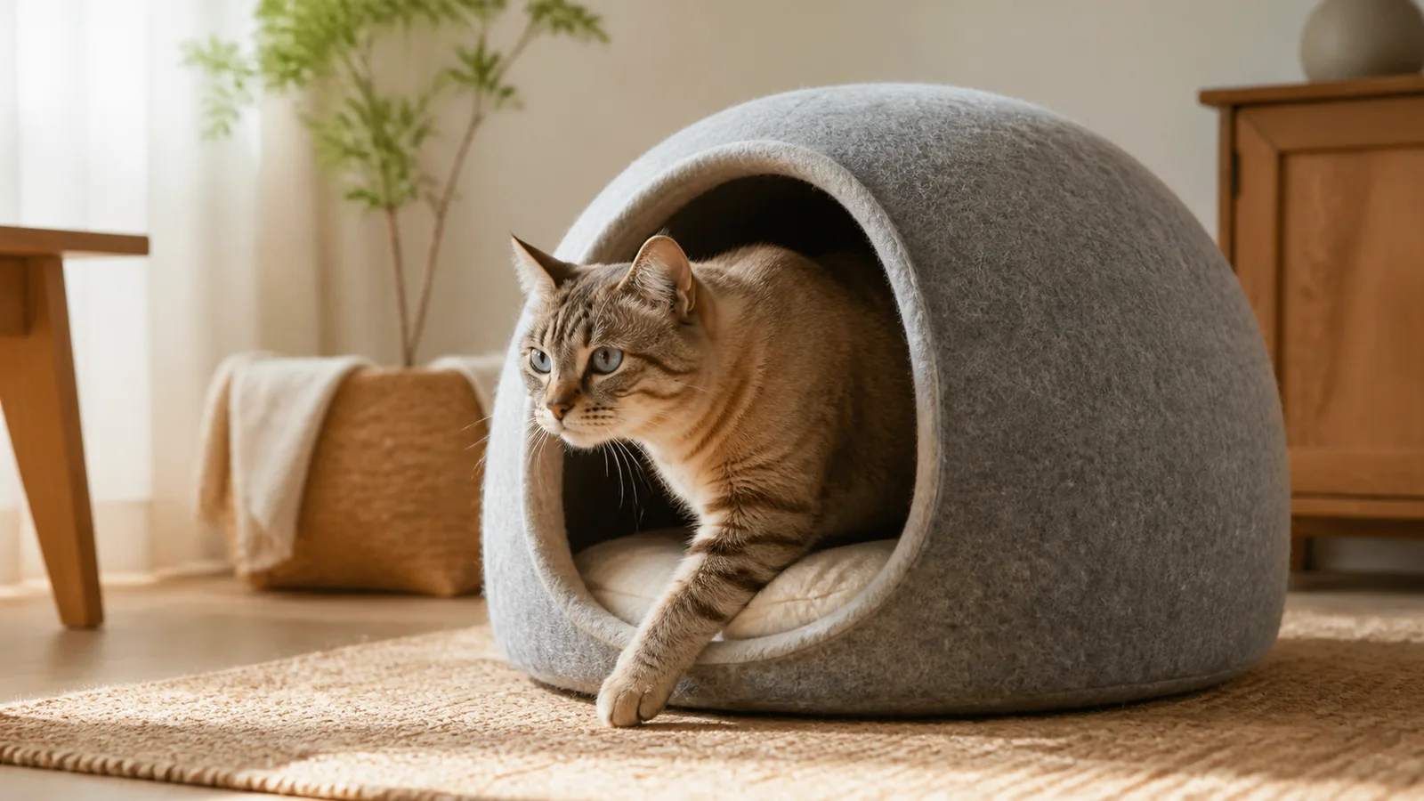 フェルト猫ハウスを選ぶ順番　入口・体格・成形・手洗い方法を見る